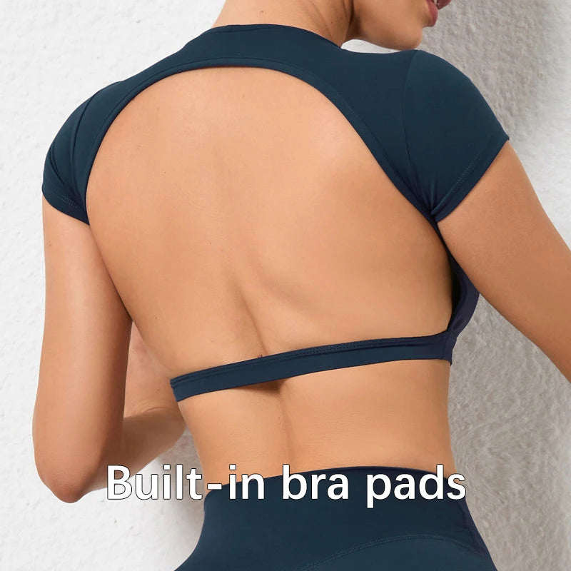 Women's Backless Sports Crop Top | Breathable Workout Yoga Gym Fitness Sportswear Summer
