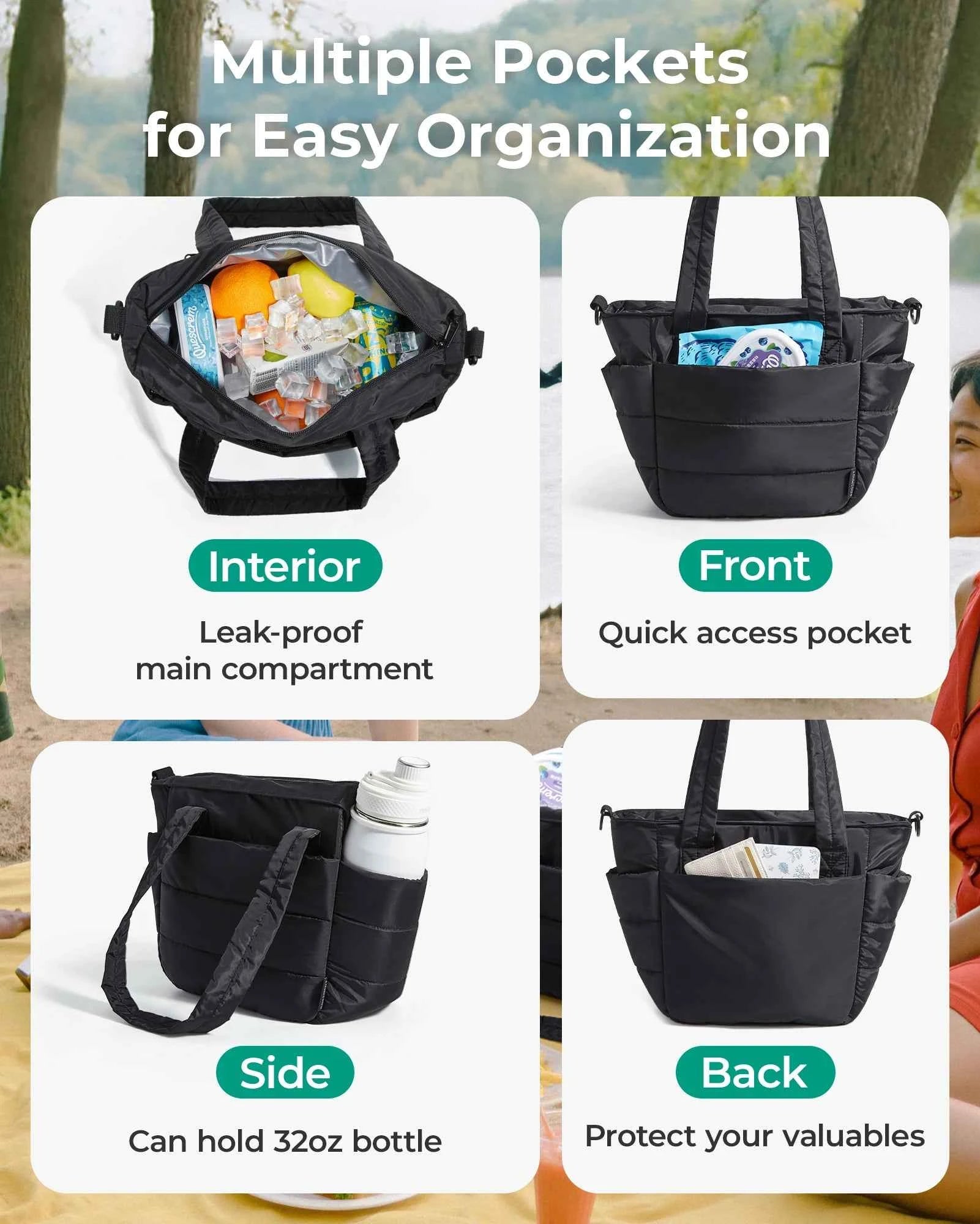 Large Capacity Thermal Lunch Bag – Portable Insulated Cooler Bag for School, Work & Picnic
