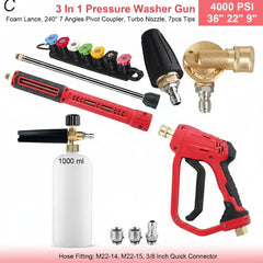 4000 PSI Spray Gun with Nozzles & Foam Lance Kit by Snagg A Foam Cannon