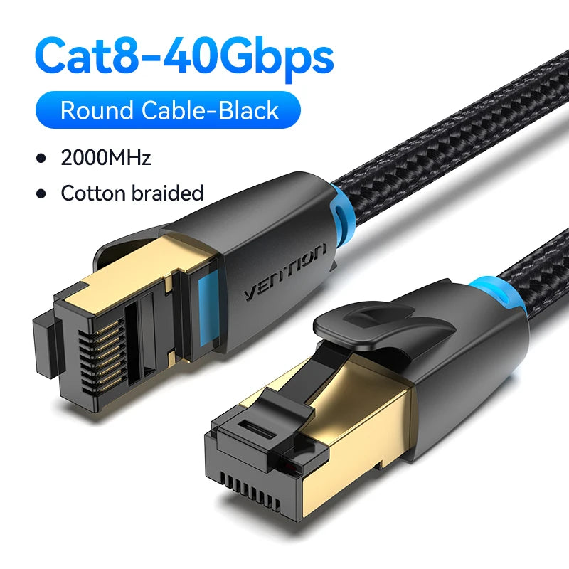 Cat8 Ethernet Cable – 40Gbps 2000MHz High-Speed Braided LAN Cord for Laptop, PS5 & Router by Snagg A Network Cable