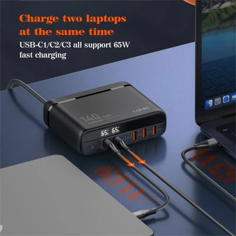 140W Fast Charger Type C Digital Display by Snagg A Charging Station