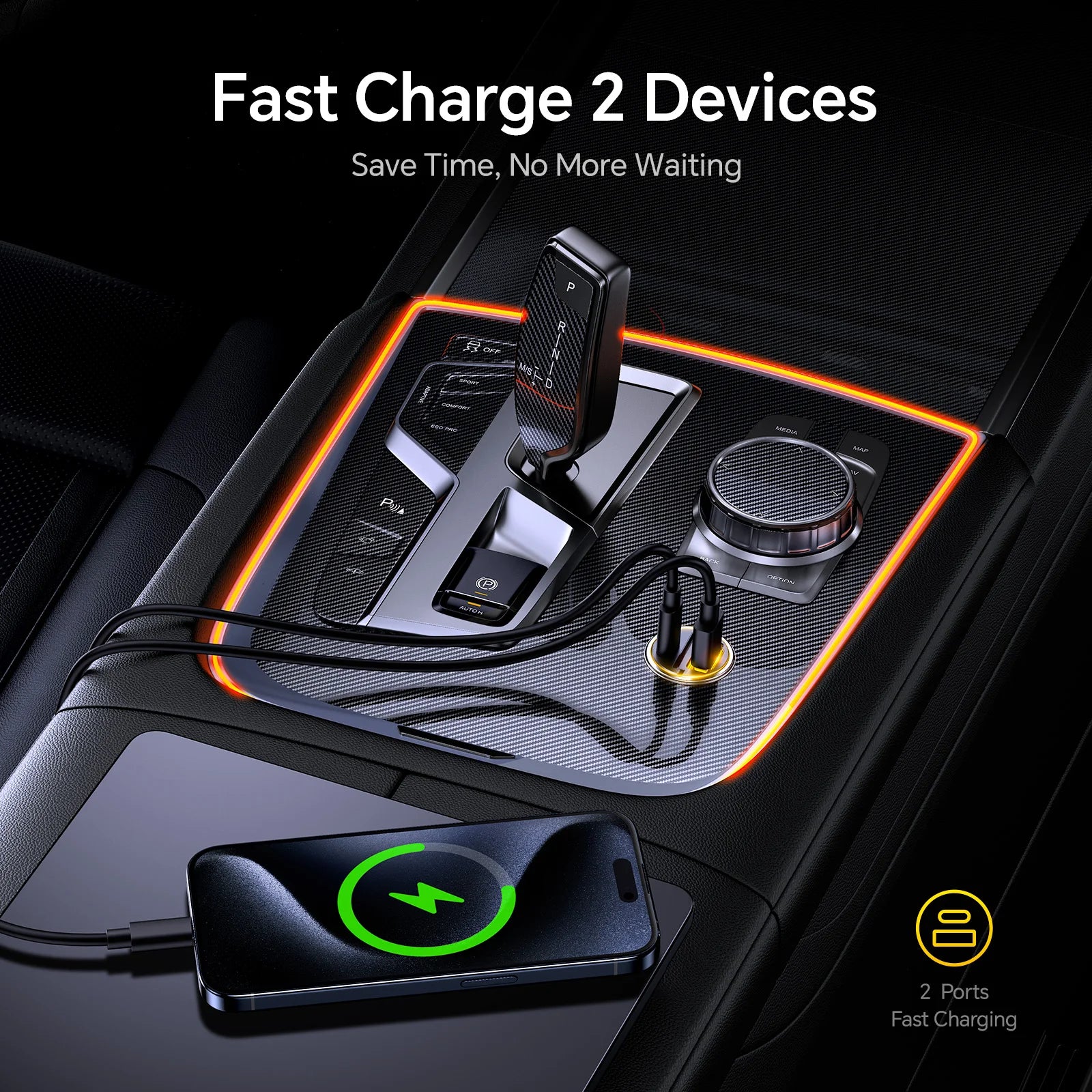 SUPERAUTO PD 45W Fast Car Charger (USB-C & USB-A) by Snagg A Car Adapter