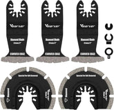 5pcs Diamond Multitool Blades with Adapter | Universal Quick-Release Grout Removal for Soft Tile Cement