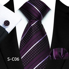 Luxury Business Tie Set — 8cm Men’s Formal Striped Necktie with Matching Accessories