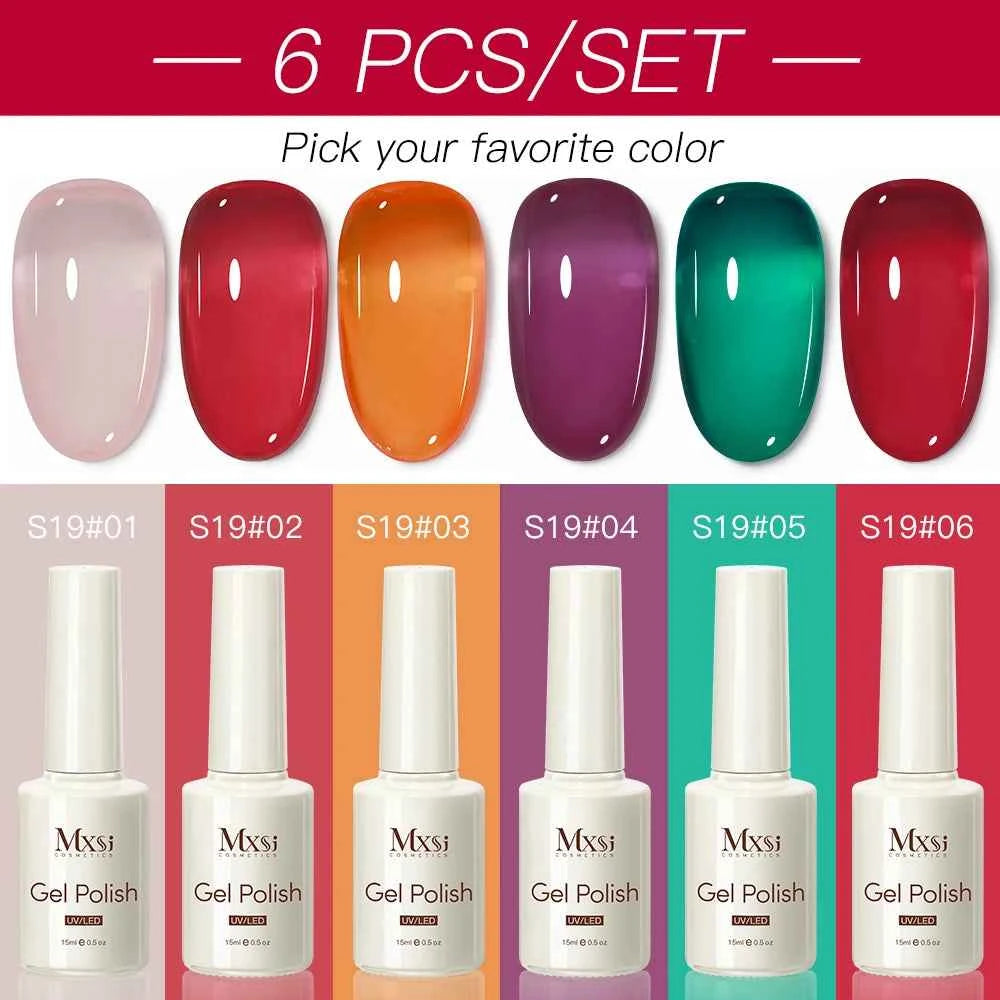 6 Piece Nude Pink Jelly Gel Collection – 15ml Professional Translucent "Syrup" Nail Art System