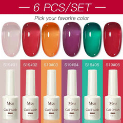 6 Piece Nude Pink Jelly Gel Collection – 15ml Professional Translucent "Syrup" Nail Art System