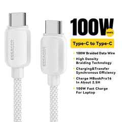 USB-C to USB-C Cable 100W 5A PD | Fast Charging for iPhone 15 Xiaomi Samsung Huawei Oppo MacBook iPad