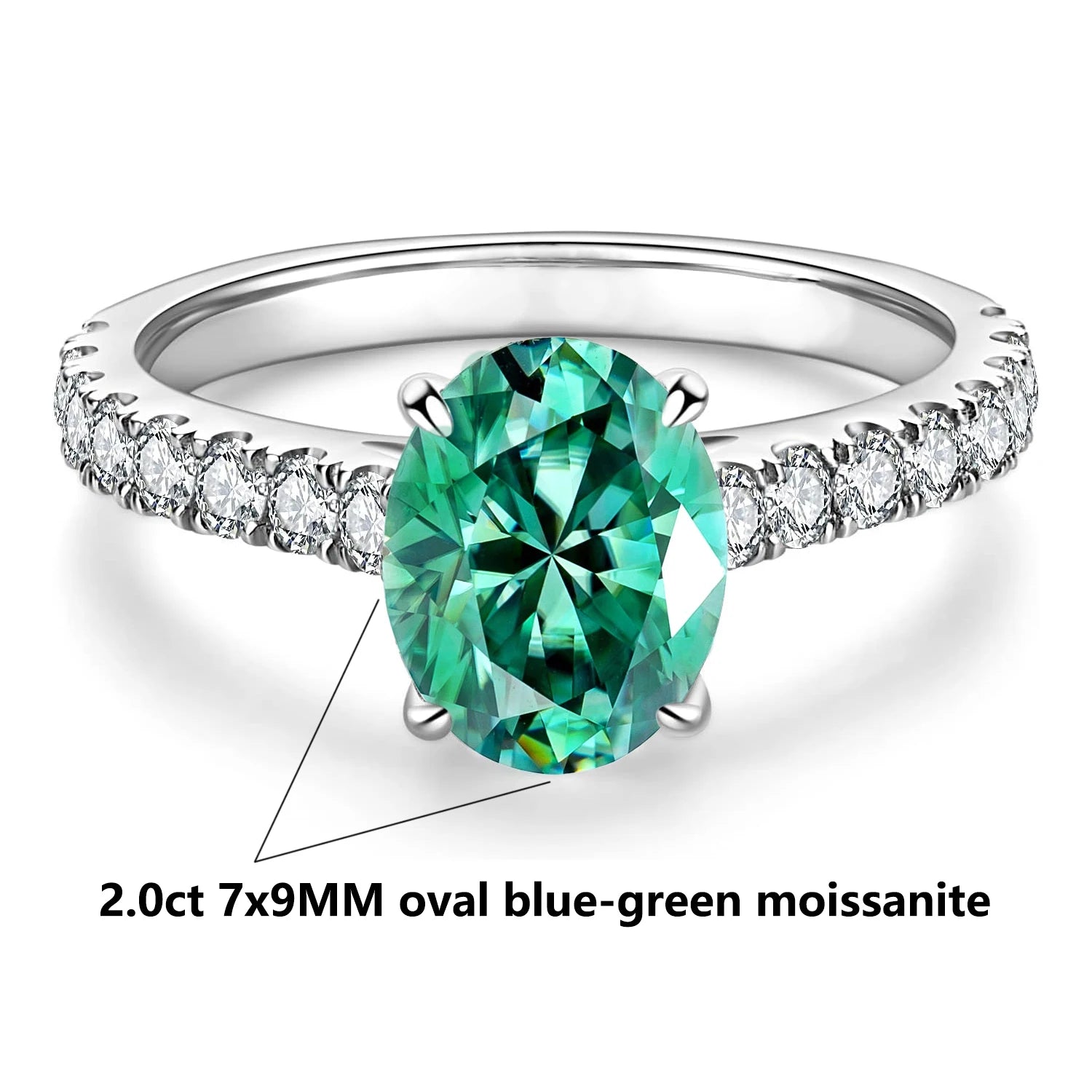 Oval Teal Moissanite Ring by Snagg A Ring