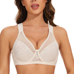 Plus Size Floral Lace Minimizer Bra | Underwire Full Coverage Lifting Support
