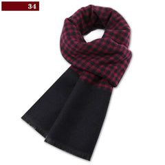 Men’s Luxury Wool Scarf — Cashmere Silk Blend Winter Plaid Shawl
