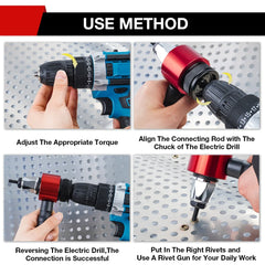 Electric Rivet Nut Gun Converter – M3–M8 Industrial Riveting Tool Attachment