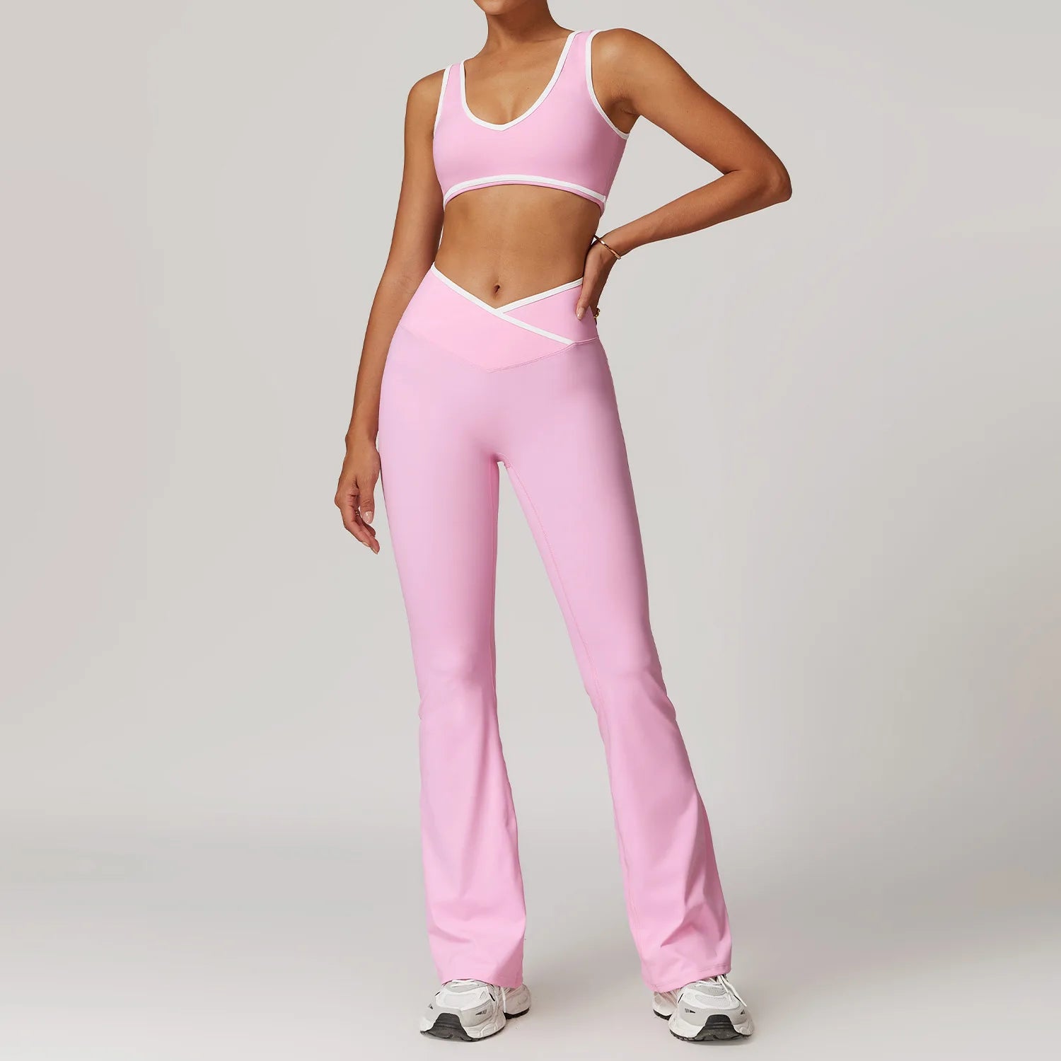 Women's 2-Piece Yoga Workout Set | High Waist Leggings & Sports Bra Gym Tracksuit Athletic Wear