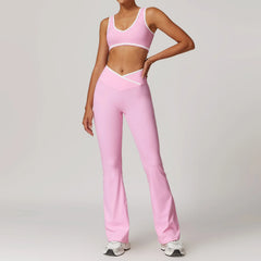 Women's 2-Piece Yoga Workout Set | High Waist Leggings & Sports Bra Gym Tracksuit Athletic Wear