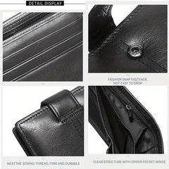Genuine Leather RFID Anti-Theft Short Wallet with Coin Purse & Multi-Slot