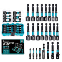 24PCS Magnetic Nut Driver Set 1/4" Hex Impact Drill Driver Bit Kit – Metric & SAE