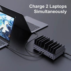 500W Multi USB-C Desktop Charging Dock | PD 100W Stand Holder Fast Charger Phone Tablet Laptop