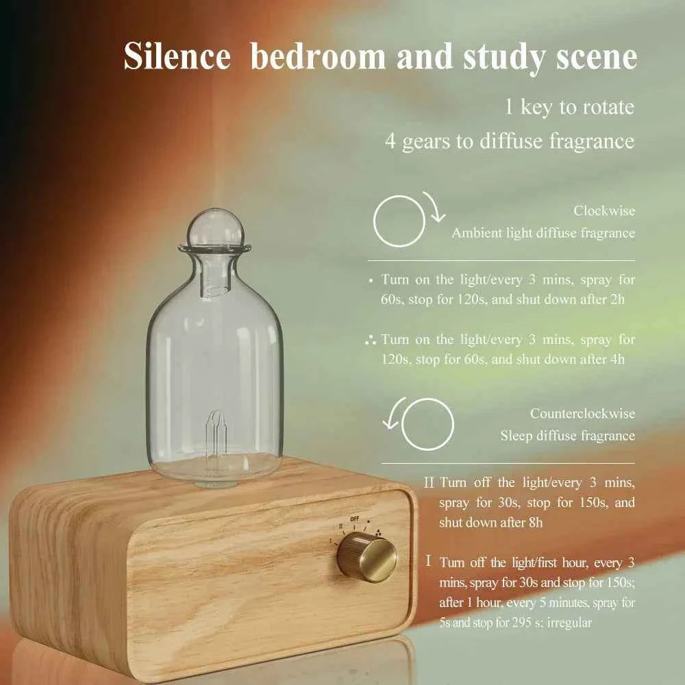 Waterless Nebulizing Essential Oil Diffuser – Rechargeable Wood & Glass Aroma Diffuser for Home & Office