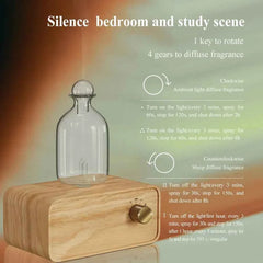 Waterless Nebulizing Essential Oil Diffuser – Rechargeable Wood & Glass Aroma Diffuser for Home & Office
