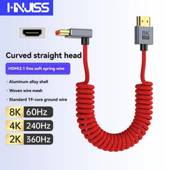 8K/4K Spring Coiled HDMI Cable with Elbow – For Digital Camera, Stabiliser & Monitor