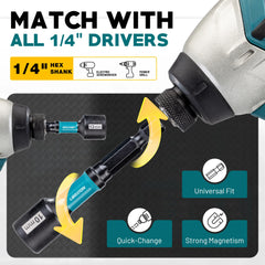 24PCS Magnetic Nut Driver Set 1/4" Hex Impact Drill Driver Bit Kit – Metric & SAE