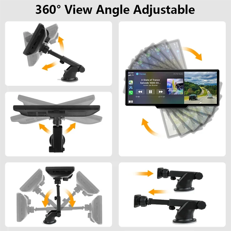 10.26" 4K Dash Cam And Rearview Mirror Car Video Player with Wireless CarPlay by Snagg A Car DVR