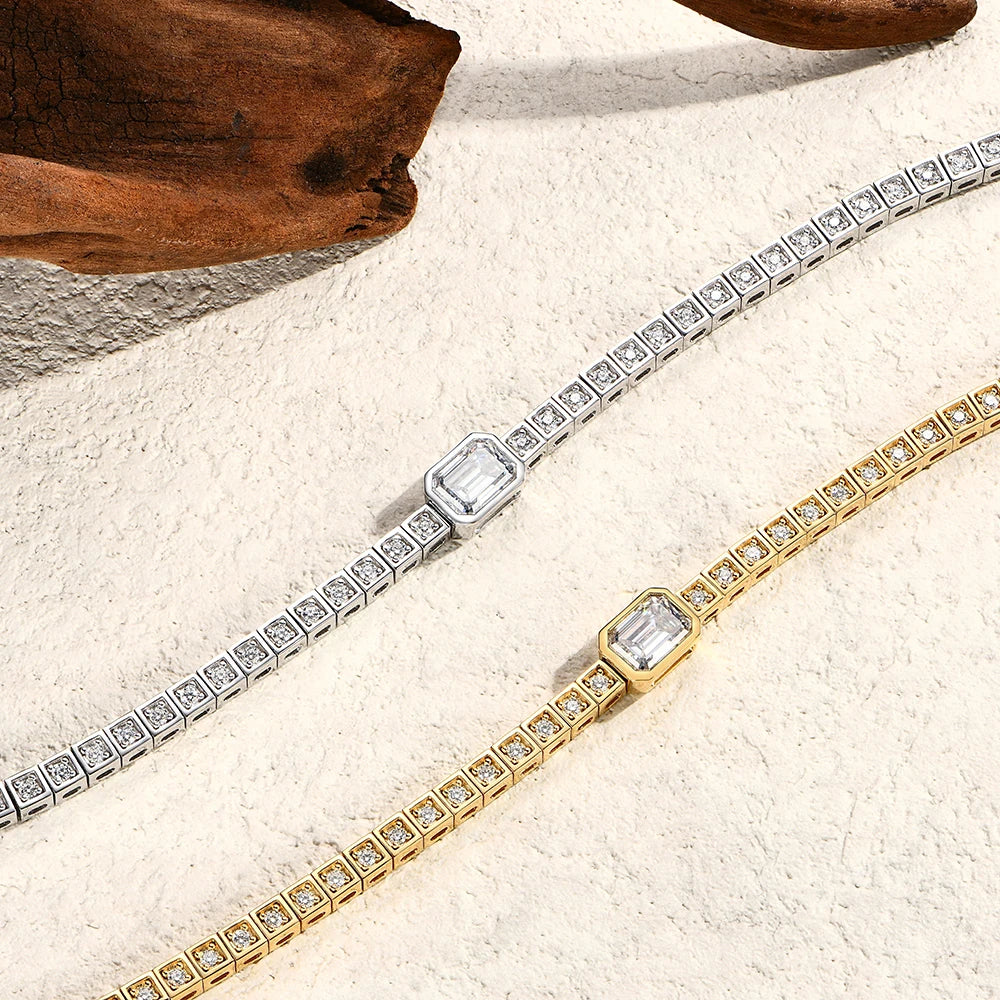 Emerald Cut Moissanite Tennis Bracelet - Bracelets