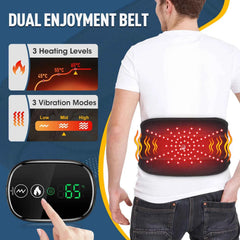 Red Light Heating Vibration Waist Massage Belt – Cordless Lumbar Support & Heat Therapy Brace