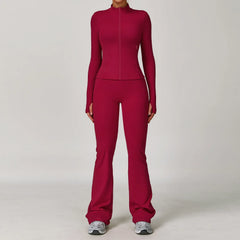 Women's 2/3-Piece Long Sleeve Yoga Suit | Sports Bra Running Workout Gym Tracksuit Athletic Wear
