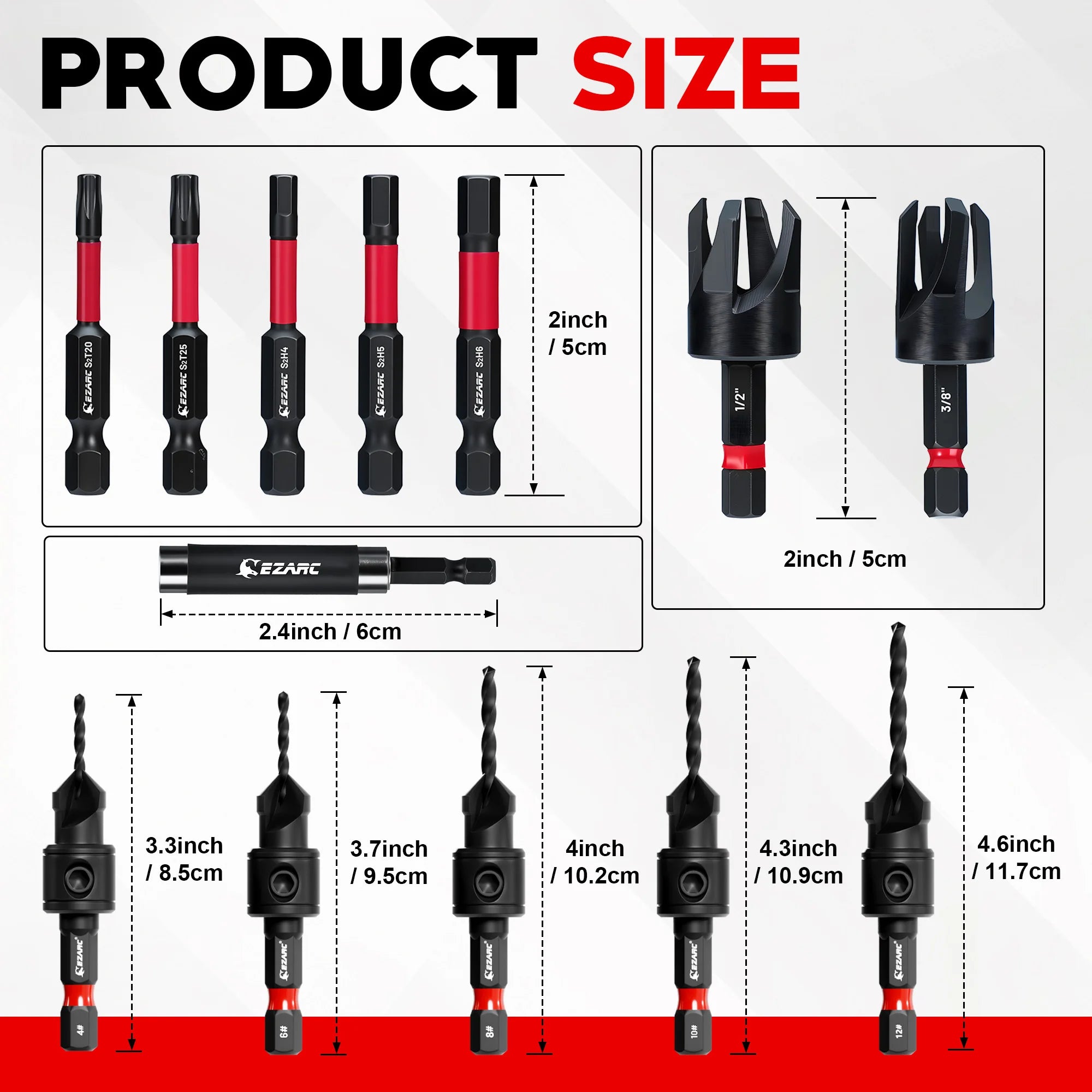 22pcs Countersink Drill Bit Set for Woodworking | Magnetic Extension Bit Holder Screwdriver Bits 1/4" Hex