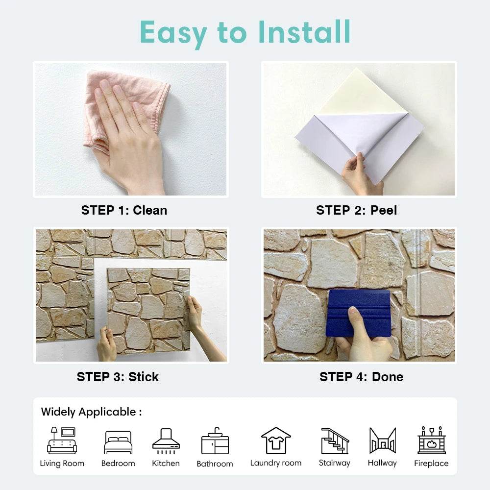 3D Faux Stone Tile Stickers - SnaggIt