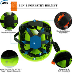 Forestry Safety Helmet With Earmuffs Face Shield by Snagg A Safety Helmet
