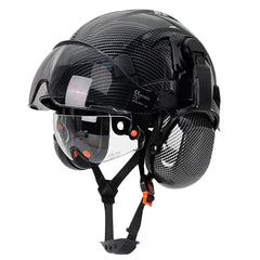 Carbon Fiber Pattern Safety Helmet With Earmuffs Double Goggles by Snagg A Safety Helmet