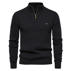 Men’s England Style Quarter-Zip Pullover | Premium Cotton-Lycra Winter Sweater