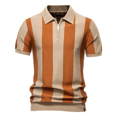 Men's Striped Contrast Panel Polo | 2026 Summer Social Casual Essential