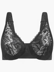 Plus Size Front Closure Racerback Bra | Stretch Lace Underwire Full Coverage