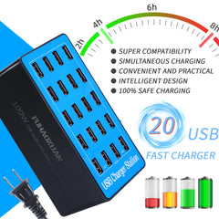 100W GaN 20-Port USB-C Multi-Device Charging Station | Phone Watch Tablet Pad A5+