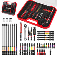 58PCS Impact Screwdriver & Drill Bit Tool Set – Magnetic Bits, Mini Wrench, Socket Drivers, Step Drill & Bit Holders