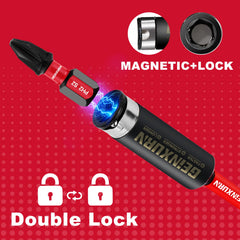 Impact Double Lock Magnetic Bit Holder Set – Universal 1/4" Extension Socket for Power & Manual Screwdrivers