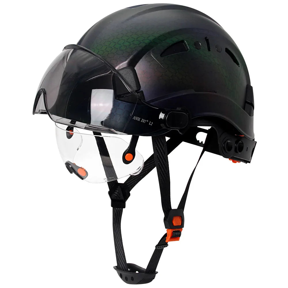 Vented construction safety helmet with built-in visor – image 25