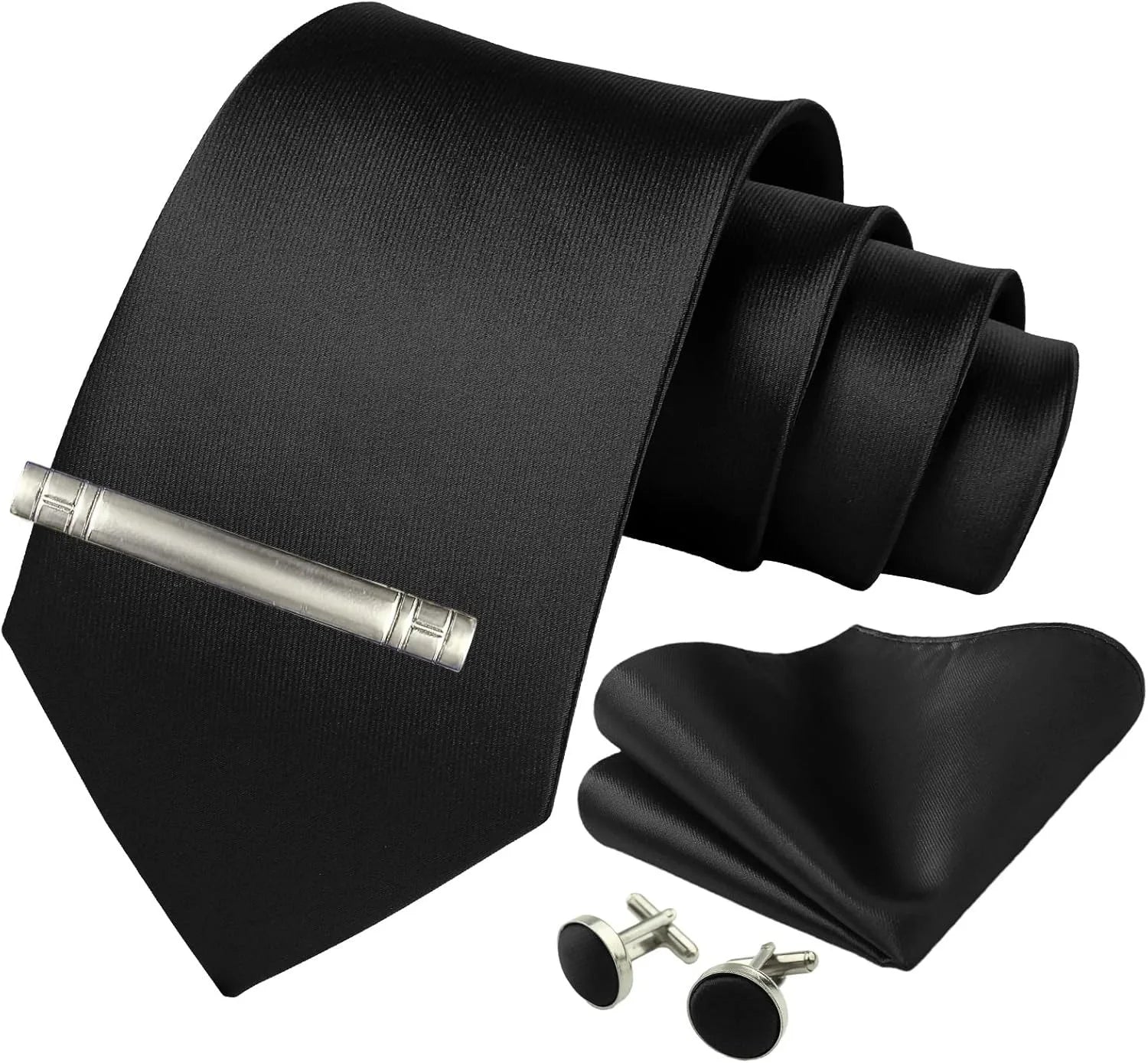 Men’s Silk Tie Gift Set — 8cm Necktie with Matching Handkerchief & Cufflinks (Formal Business Set) - Others In Fashion