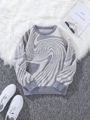 Men’s Maze Jacquard Pullover | Geometric Contrast Round-Neck Sweater