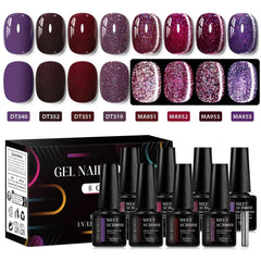 Professional 9 Piece Autumn Magnetic Purple Gel Collection – HEMA & TPO Free Reflective Nail Art System
