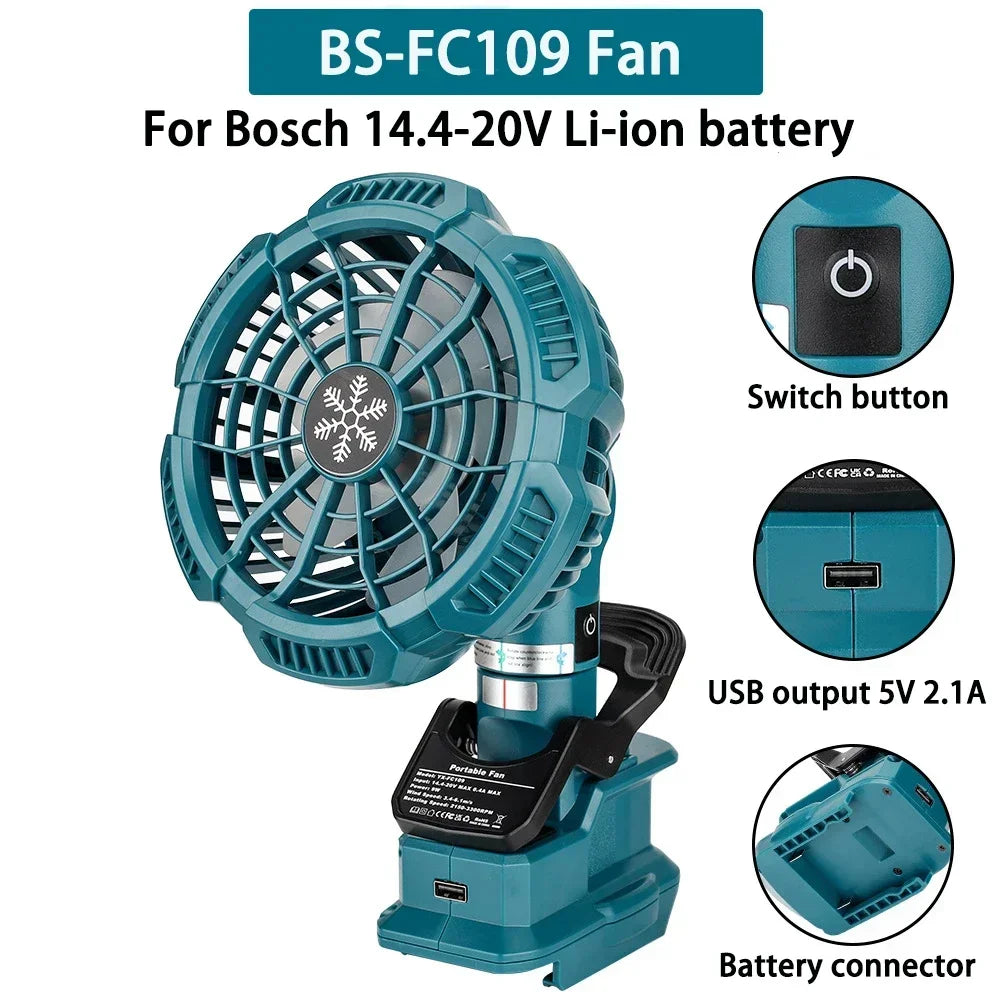 Clip-on cordless fan for Bosch 18V batteries – image 7