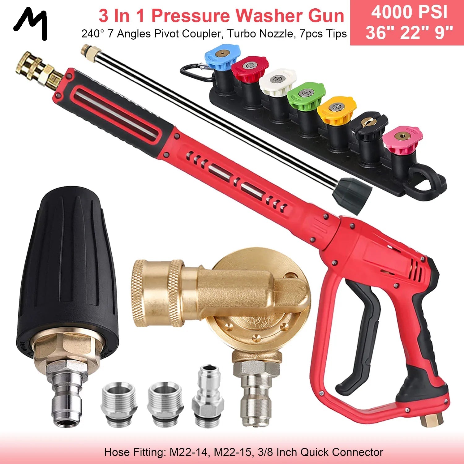 4000 PSI Spray Gun with Nozzles & Foam Lance Kit by Snagg A Foam Cannon