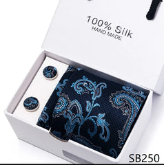 Solid Colour Necktie with Matching Handkerchief & Cufflinks - SB250 - Others In Fashion