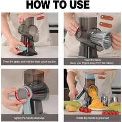 3 In 1 Rotary Cheese Grater And Veggie Slicer For Kitchen by Snagg A Slicer