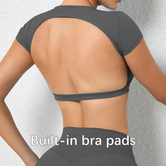 Women's Backless Sports Crop Top | Breathable Workout Yoga Gym Fitness Sportswear Summer