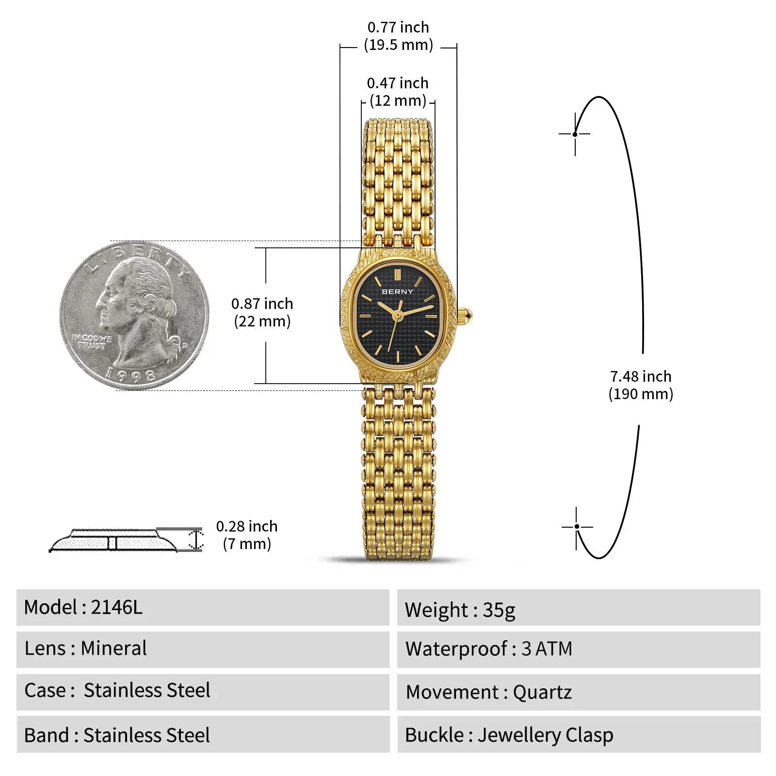 BERNY Women’s Gold Quartz Watch - SnaggIt