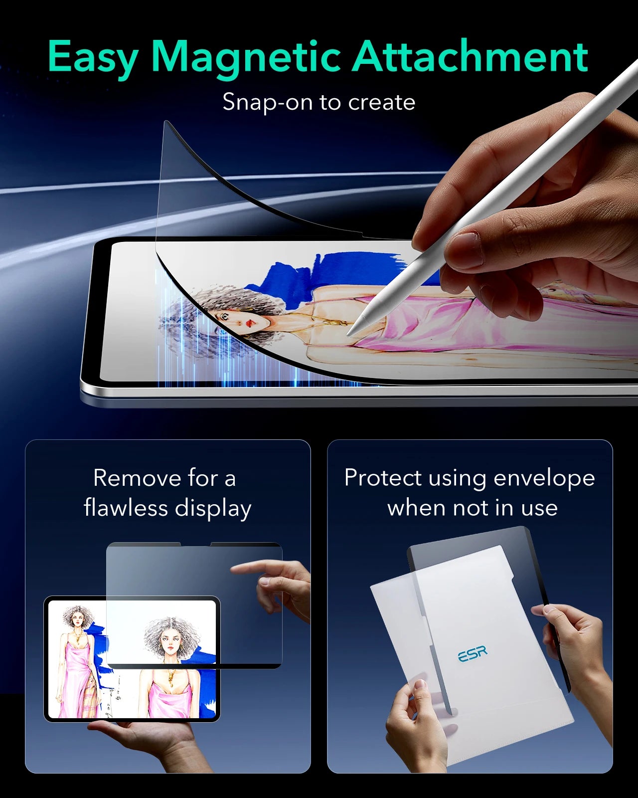 Detachable Screen Protector Removable Magnetic Writing Film for iPad Air 13/11&iPad 11/10 Gen&Air 5 by Snagg A Screen Protector