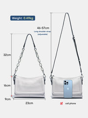 Soft Leather Acrylic Chain Handbag – Luxury Small Top-Handle Underarm & Crossbody Shoulder Bag for Women